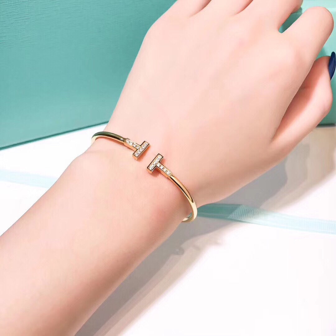 TIFFANY T BRACELET 1.8MM GOLD DIAMOND