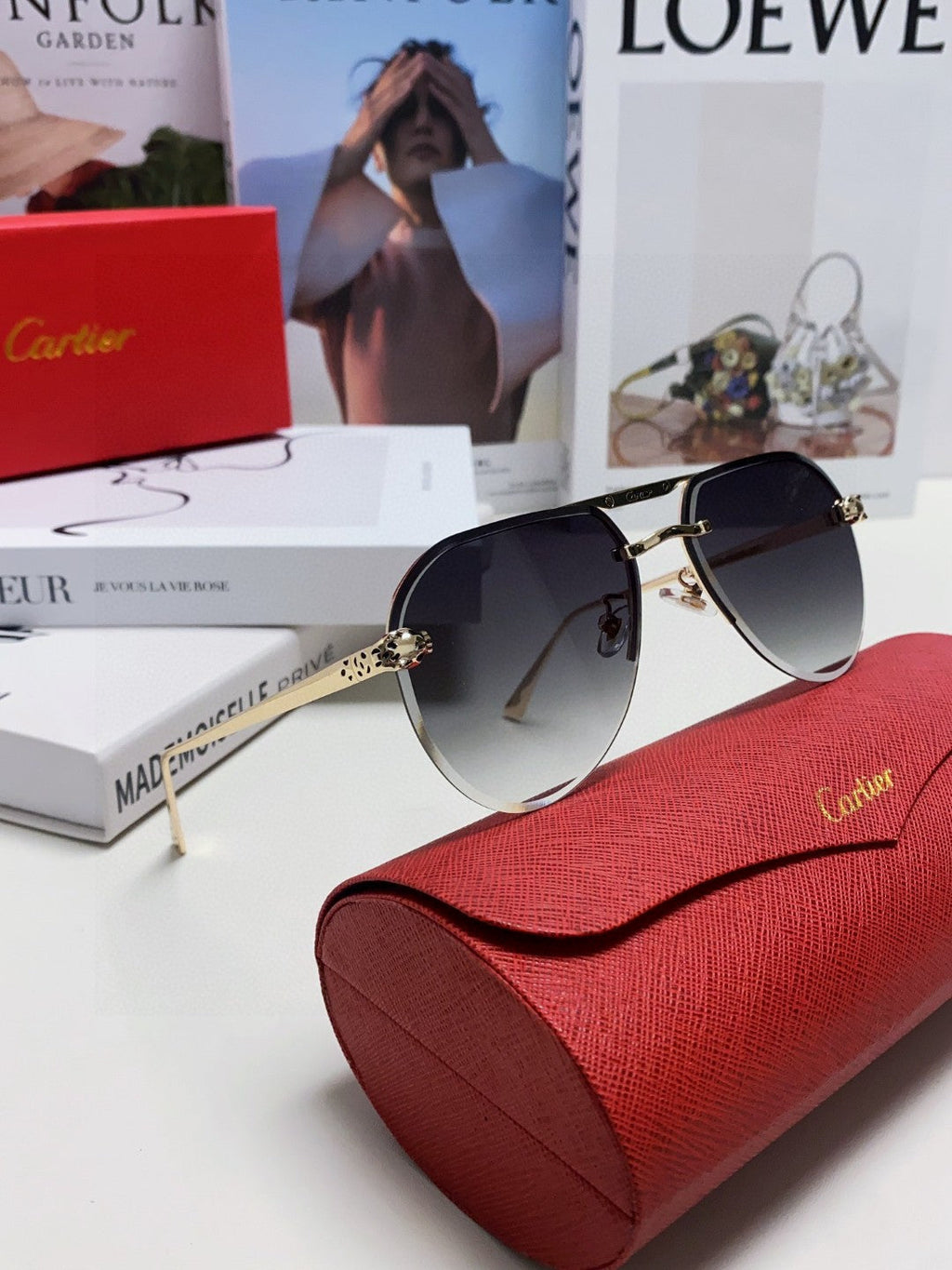 PANTHÈRE AVIATOR FRAME SUNGLASSES 562065 IN METAL