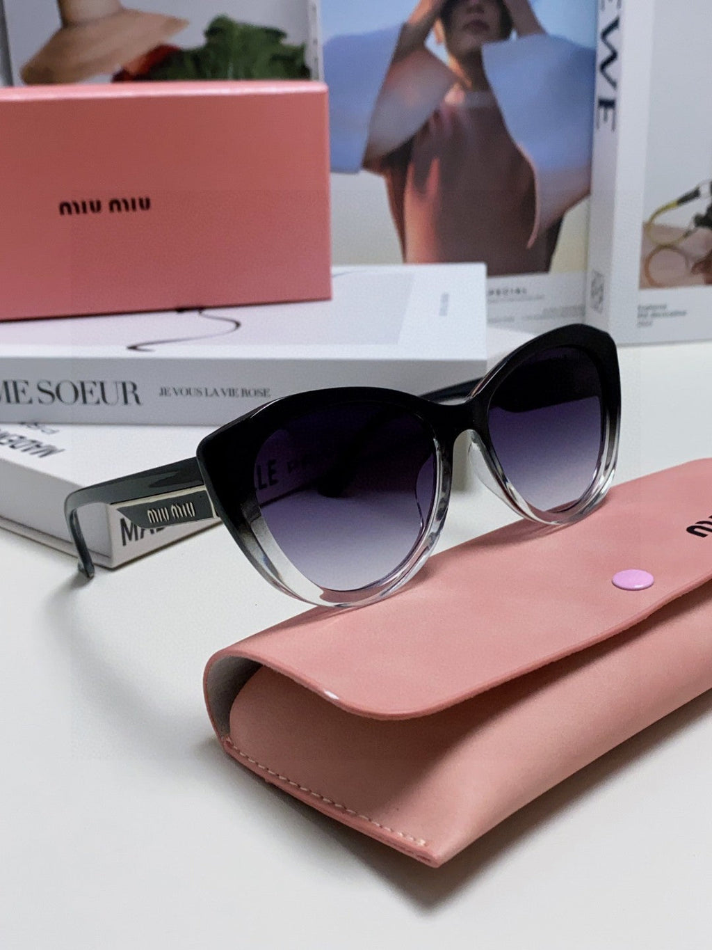 GLIMPSE SUNGLASSES 576813 IN BLACK AND CLEAR ACETATE
